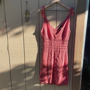 Forever 21 pink mauve crochet midi dress cover up